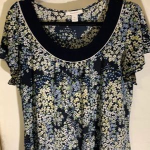 DRESS BARN LIGHT BLUE SHIRT XL W/ SMALL FLOWERS ON